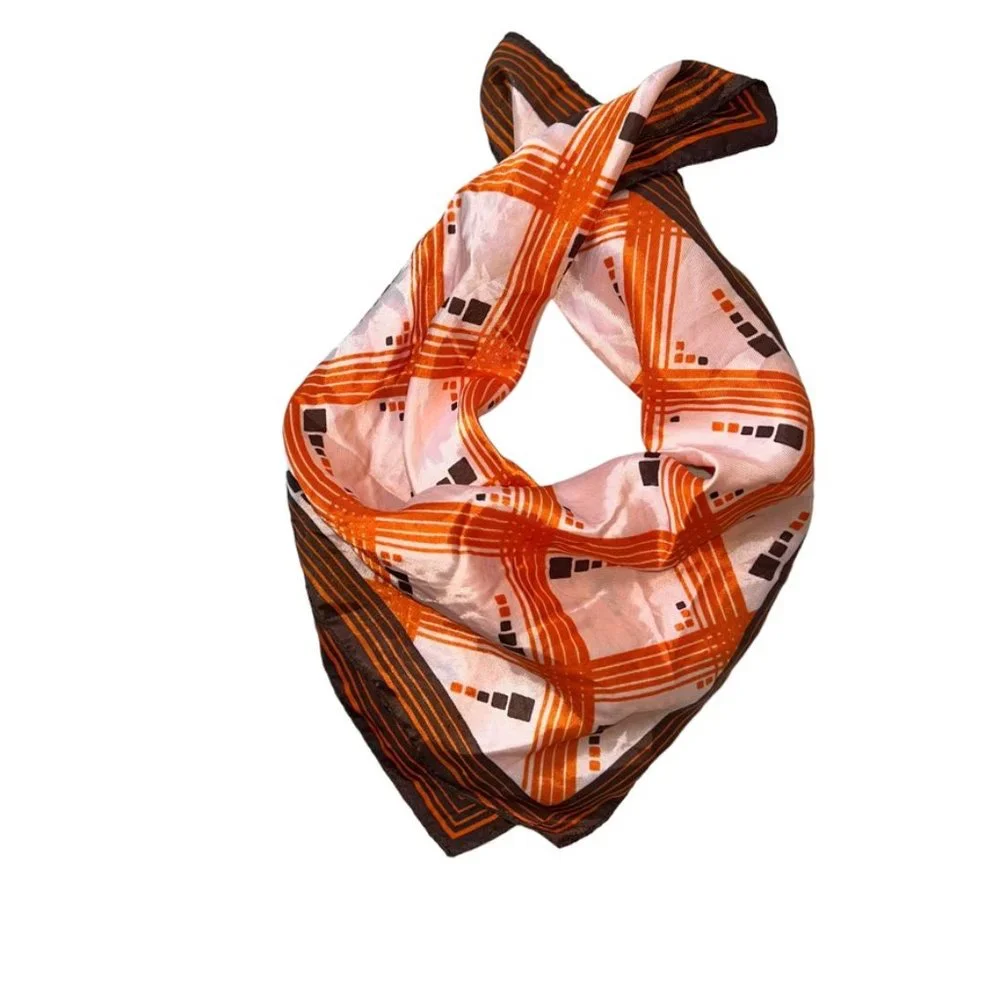 Vintage orange brown graphic print 70's 19